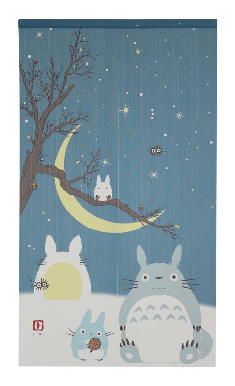 NARUMI é¸£æµ· Totoro Noren Curtain Tapestry Winter Sky and Crescent Moon - Image 1